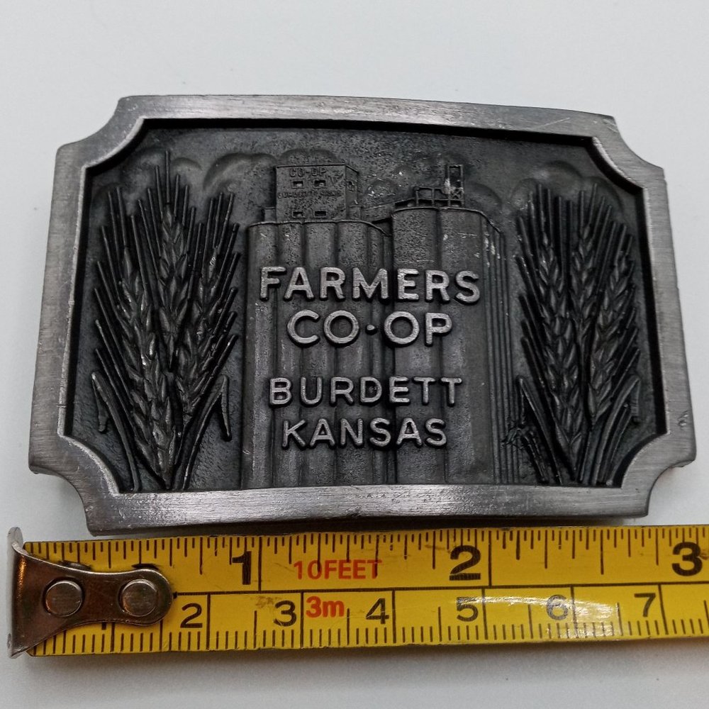 Burdett Kansas Belt Buckle Vintage Farmers Coop Coope… Gem